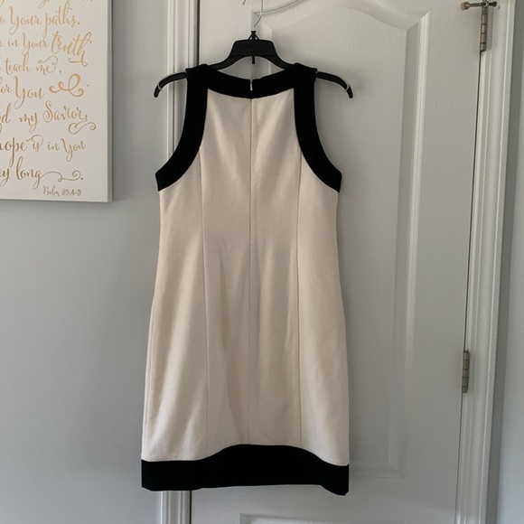 Anthropologie Beth Bowley two tones‎ color block dress size 6 wool beige black - Picture 5 of 9